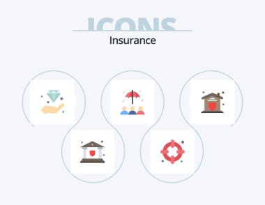 Insurance Flat Icon Pack 5 Icon Design. security. insurance. hand. umbrella. insurance