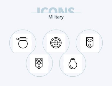 Military Line Icon Pack 5 Icon Design. military. medal. badge. license. stripe