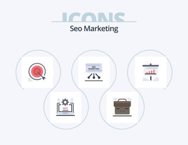 Seo Marketing Flat Icon Pack 5 Icon Design. presentation. seo. briefcase. goals. target