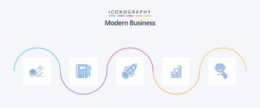 Modern Business Blue 5 Icon Pack Including launch. business. business. startup. pen