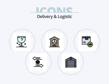 Delivery And Logistic Line Filled Icon Pack 5 Icon Design. delivery. box. logistic. secure. lock