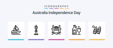 Australia Independence Day Line 5 Icon Pack Including location. flag. australian. country. travel. Creative Icons Design