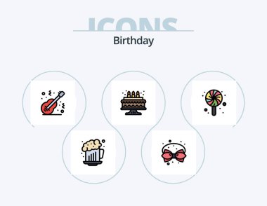 Birthday Line Filled Icon Pack 5 Icon Design. cake. birthday. balloon. party. birthday