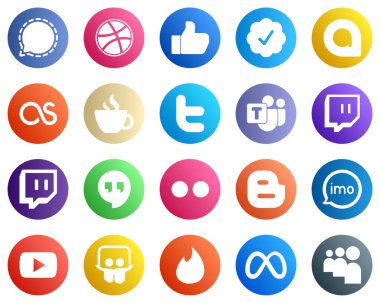 20 High Resolution Social Media Icons such as google hangouts. lastfm. microsoft team and twitter icons. Modern and professional