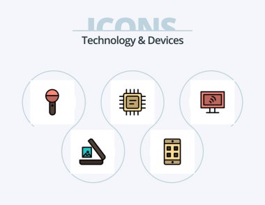 Devices Line Filled Icon Pack 5 Icon Design. image. headset. battery. headphone. bluetooth