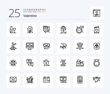 Valentine 25 Line icon pack including photo. love. love. day. valentine