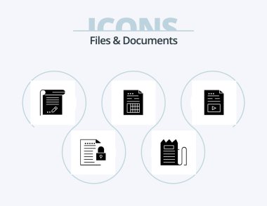 Files And Documents Glyph Icon Pack 5 Icon Design. document. account. payment. notebook. knowledge