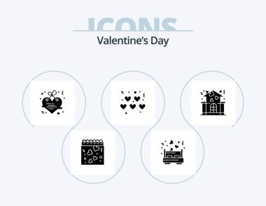 Valentines Day Glyph Icon Pack 5 Icon Design. love. family. hanging. valentines. hearts