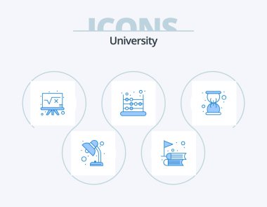 University Blue Icon Pack 5 Icon Design. hour. math. math. abacus