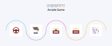 Arcade Flat 5 Icon Pack Including game. cards. high score. play. fun