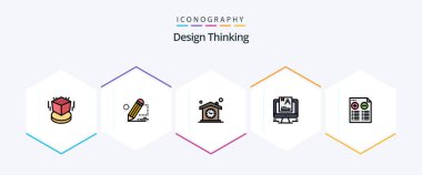 Design Thinking 25 FilledLine icon pack including user. resume. tablet. design. time