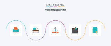 Modern Business Flat 5 Icon Pack Including data architecture. algorithm. business. flowchart. office