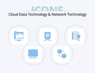 Cloud Data Technology And Network Technology Blue Icon Pack 5 Icon Design. static. play. folder . computing. music