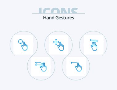Hand Gestures Blue Icon Pack 5 Icon Design. touch. hand. finger. gestures. gesture