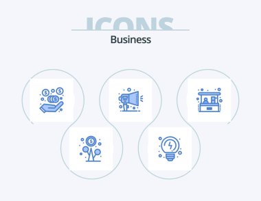 Business Blue Icon Pack 5 Icon Design. small business. home business. investment. investment. promotion