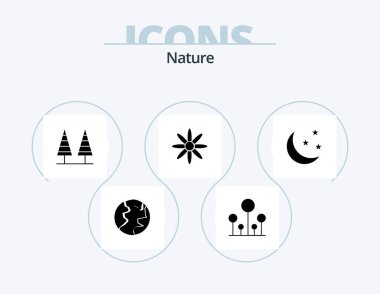 Nature Glyph Icon Pack 5 Icon Design. moon. half. forest. nature. flower