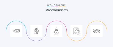 Modern Business Line 5 Icon Pack Including business. management. hand. leadership. business