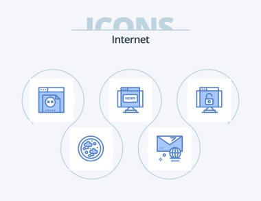 Internet Blue Icon Pack 5 Icon Design. protect. data. error. news. interface