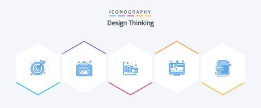 Design Thinking 25 Blue icon pack including cdr file. graphic. 3d. design. object