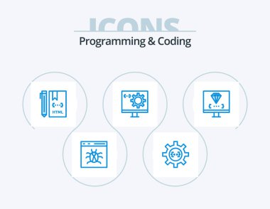 Programming And Coding Blue Icon Pack 5 Icon Design. develop. coding. development. html. develop