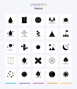 Creative Nature 25 Glyph Solid Black icon pack  Such As nature. forest. forest. weather. sun