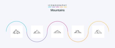 Mountains Line 5 Icon Pack Including . mountain. sun. hill