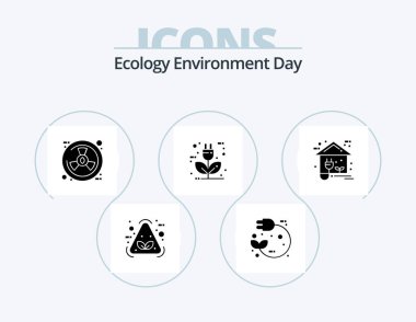 Ecology Glyph Icon Pack 5 Icon Design. energy. eco. pull. charger. nature