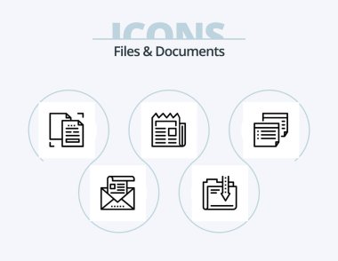 Files And Documents Line Icon Pack 5 Icon Design. email. address. contract. music. media