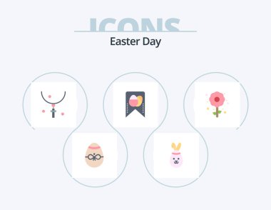 Easter Flat Icon Pack 5 Icon Design. plent. egg. cross. easter. necklace