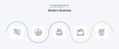 Modern Business Line 5 Icon Pack Including file. confidential. analysis. shredder. seo