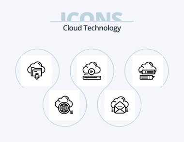 Cloud Technology Line Icon Pack 5 Icon Design. cloud. gear. online. data. mouse