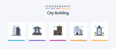 City Building Flat 5 Icon Pack Including . eco. corporation. cology. city. Creative Icons Design