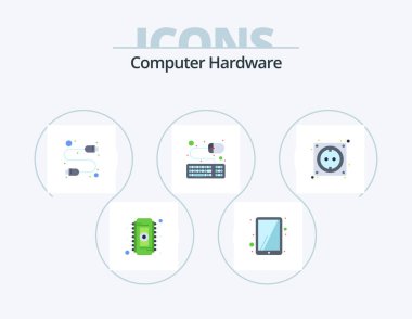 Computer Hardware Flat Icon Pack 5 Icon Design. stock. computer. computer. cable. keyboard