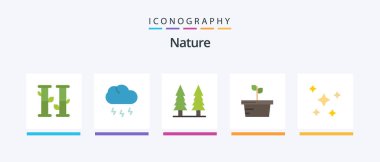 Nature Flat 5 Icon Pack Including planets. night. nature. nature. plant. Creative Icons Design