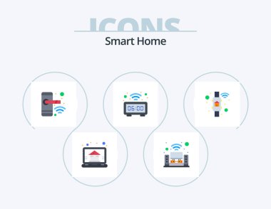 Smart Home Flat Icon Pack 5 Icon Design. access. time. door. technology. watch