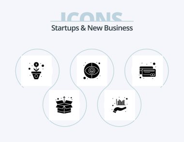 Startups And New Business Glyph Icon Pack 5 Icon Design. credit. atm. finance. visibility. eye