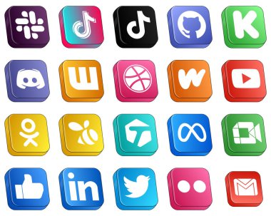 20 Stylish Isometric 3D Social Media Icons such as youtube. wattpad. funding. dribbble and icons. Creative and professional
