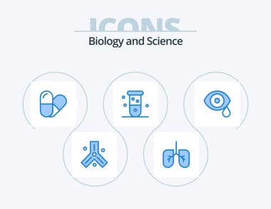 Biology Blue Icon Pack 5 Icon Design. drops. lab. biochemistry. eye. laboratory