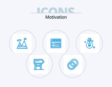 Motivation Blue Icon Pack 5 Icon Design. light. video. accomplished. usa. american