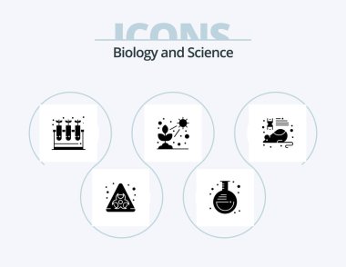 Biology Glyph Icon Pack 5 Icon Design. laboratory. grow. plant. plant. direct