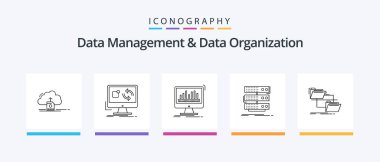 Data Management And Data Organization Line 5 Icon Pack Including rack. server. problem. service. repair. Creative Icons Design