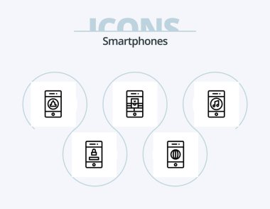 Smartphones Line Icon Pack 5 Icon Design. social. music. technology. media. security