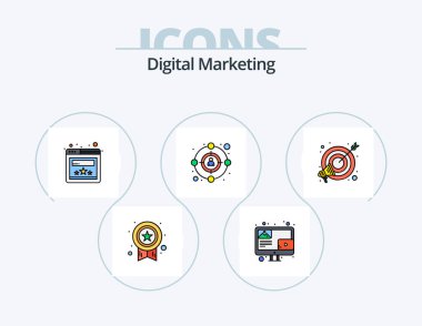 Digital Marketing Line Filled Icon Pack 5 Icon Design. connection. buzz. webpage. affiliate. settings