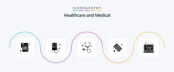 Medical Glyph Icon Pack Including Online Stethoscope Medical Medicine — Vettoriale Stock