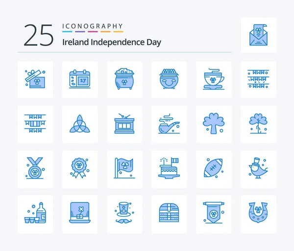 Ireland Independence Day Blue Color Icon Pack Including Tea Patricks — Stock Vector
