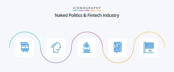 Naked Politics Fintech Industry Blue Icon Pack Including Constitution Book — Stock Vector