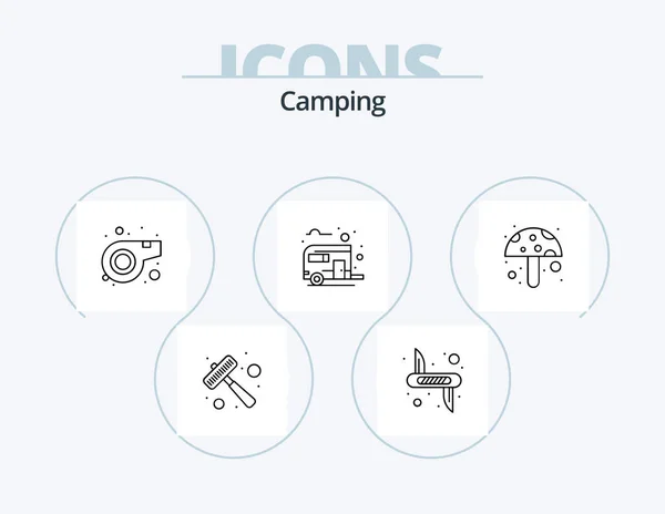 Camping Line Icon Pack Icon Design Life Jacket Match — Archivo Imágenes Vectoriales