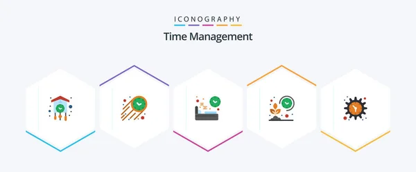 Time Management Flat Icon Pack Including Grow Farmář Čas Farmu — Stockový vektor