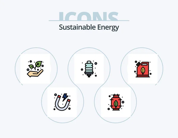 Sustainable Energy Line Filled Icon Pack Icon Design Bulb Energy — Stock Vector