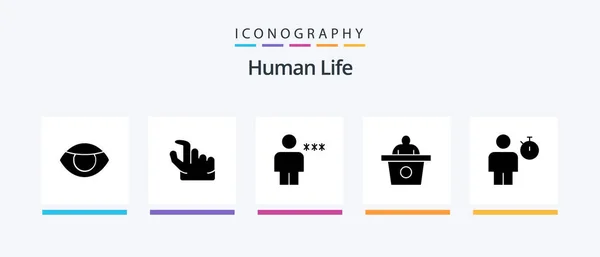 人类象形文字5图标包包括人类 阿凡达封锁 创意偶像设计 — 图库矢量图片